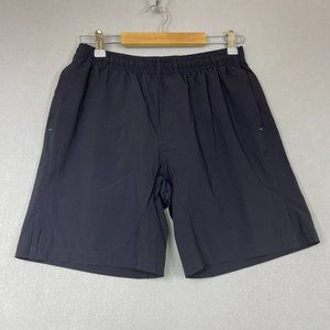 Myles Brief Lined Gym Shorts Mens S Black Pull On Elastic Waist Zip Pocket